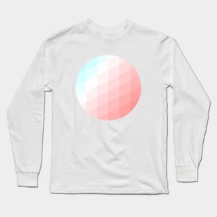 Light Pastel Cyan and Pink Sherbert Geometric Abstract Design Long Sleeve T-Shirt
